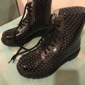 Dirty Laundry, Polka Dot, Rain Boots